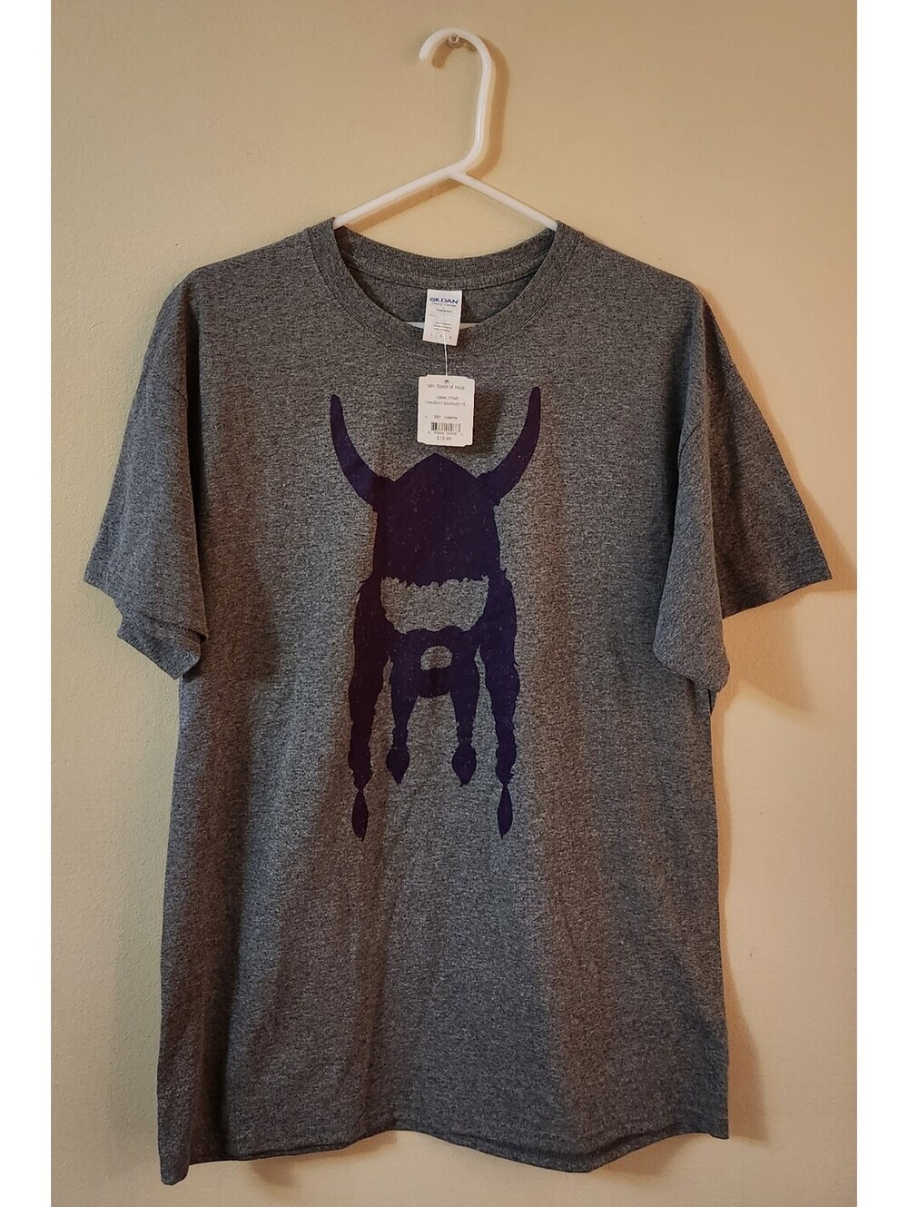 MN State of Nice T-Mascot Silhouette Shirt Vikings Skol Graphite Mens Large NWT